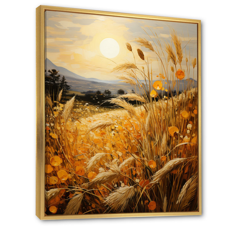 «Countryside Wheat Field of Gold II», reproduction sur toile, Cadre flottant doré, H 40 po x l 30 po x P 1,5 po