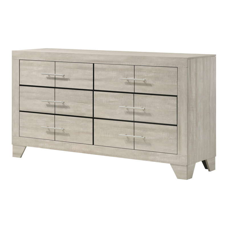 6-Drawer Bedroom Dresser Rustic Cream