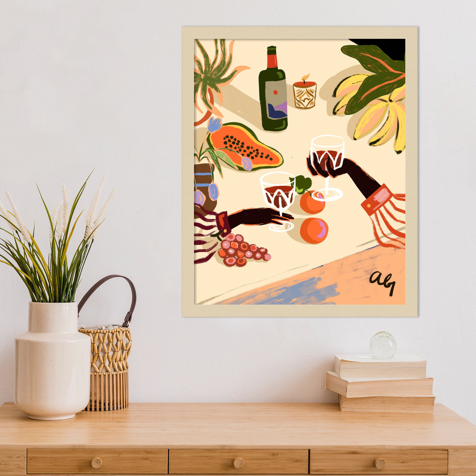 Pritchard "Cheers to You (Wine)" Print, Brown, 21" H x 17" W