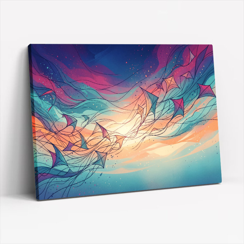 Abstract Waves Canvas Wall Art Oil Painting Print Set Of 1, 20"H x 30"W, Wrapped Canvas