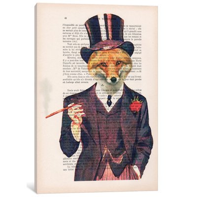 «Vintage Paper Series: Dapper Fox», impression sur toile