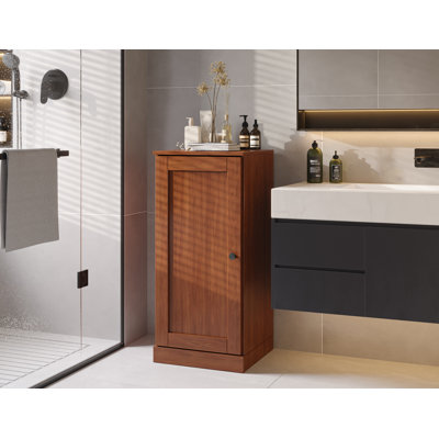 100% Solid Wood 16.5" Bathroom Storage Cabinet with Shaker Door & Adjustable Shelves