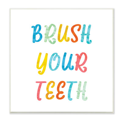 «Brush Your Tents», hygiène buccodentaire, enfants, typographie blanche, estampe numérique, art texturé par Daphne Polselli
