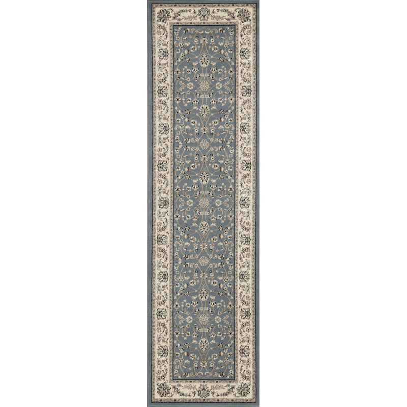 Tapis oriental gris / bleu Weiser, Rectangle 2 pi 2 po x 7 pi 7 po