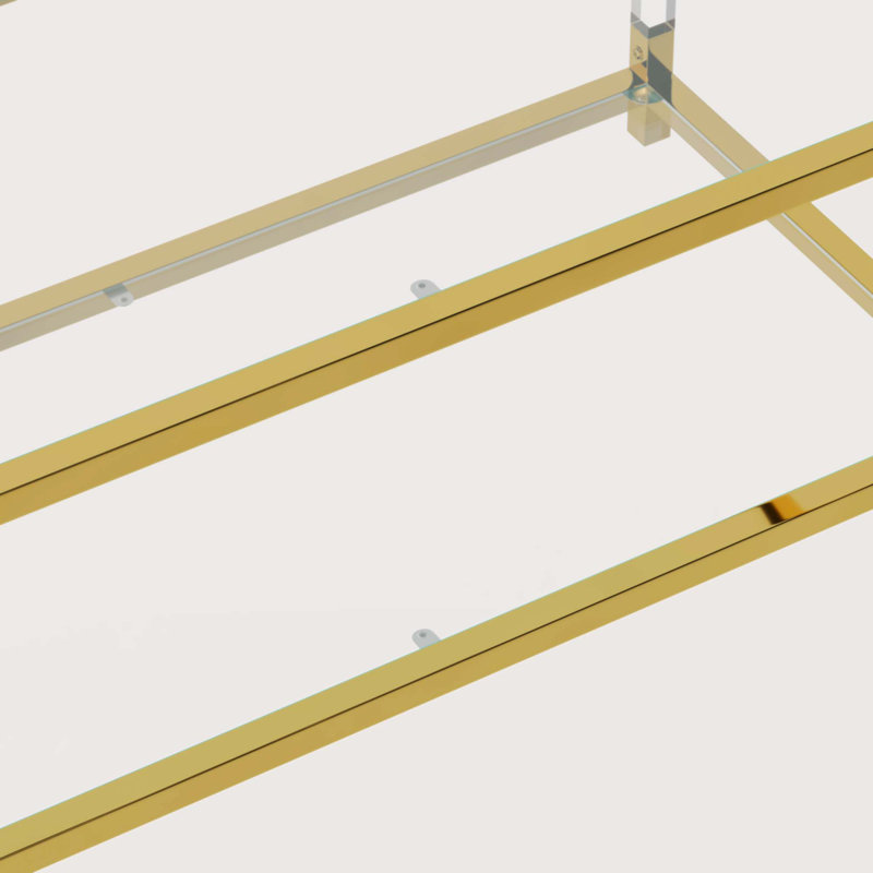 Modern Gold Glass Coffee Table with Acrylic Legs and Storage