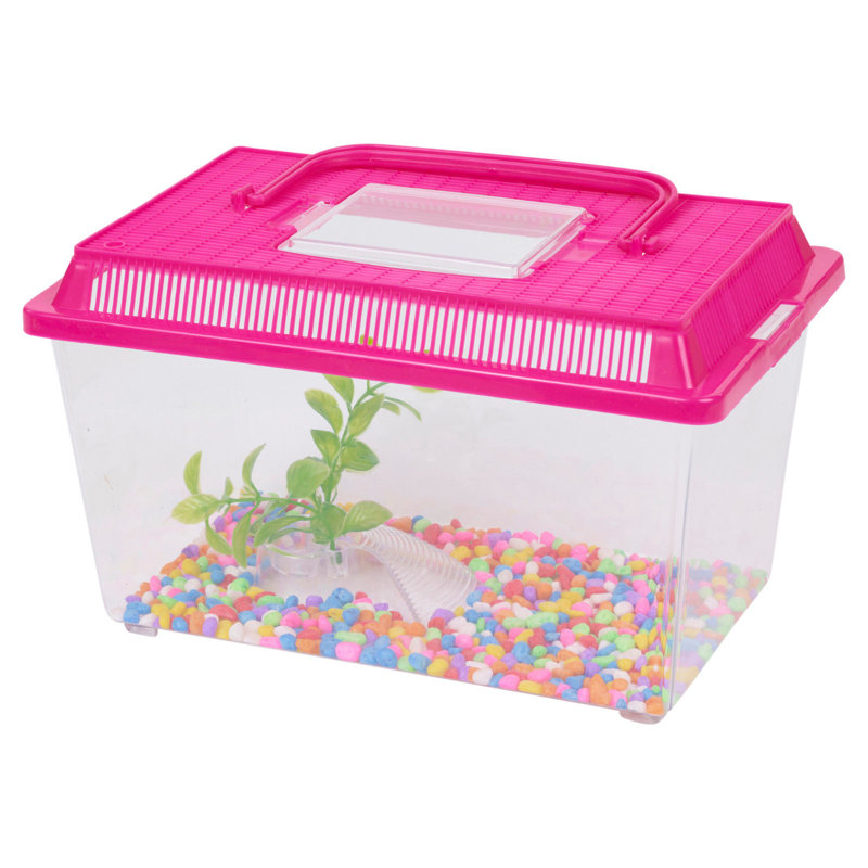 Plastic Aquarium Kit, Clear/Pink