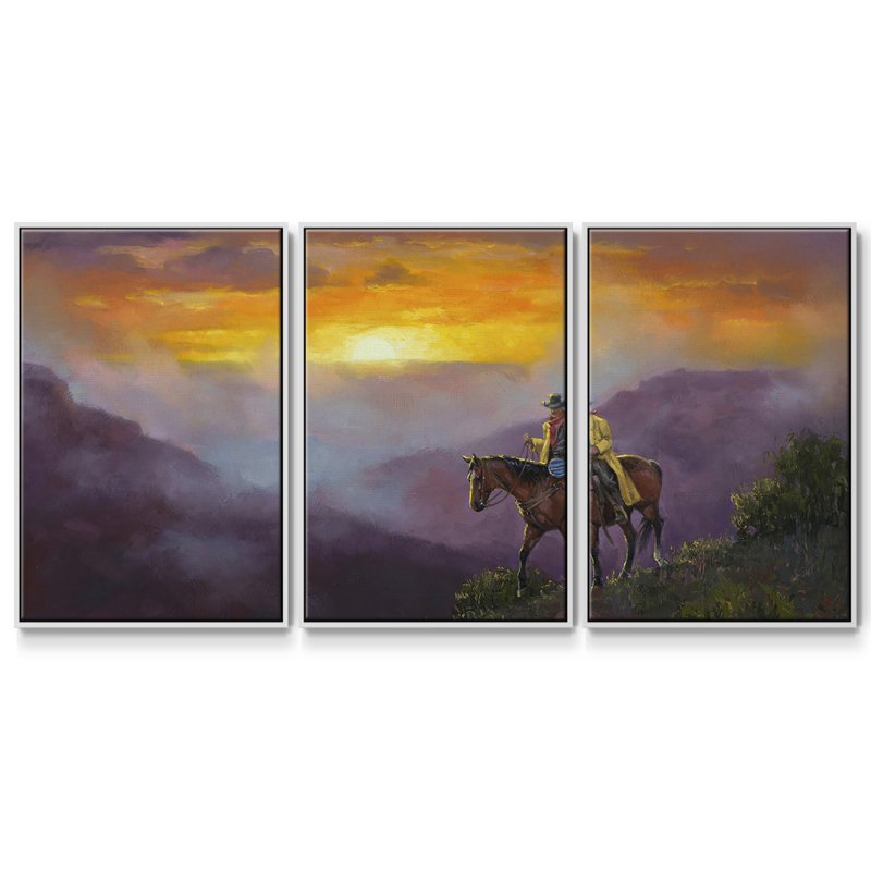 Brume matinale, 3 pièces, H 36 po x l 75 po x P 2 po, Cadre blanc
