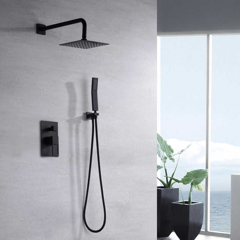 Complete Shower System with Rough in-Valve, Matte Black