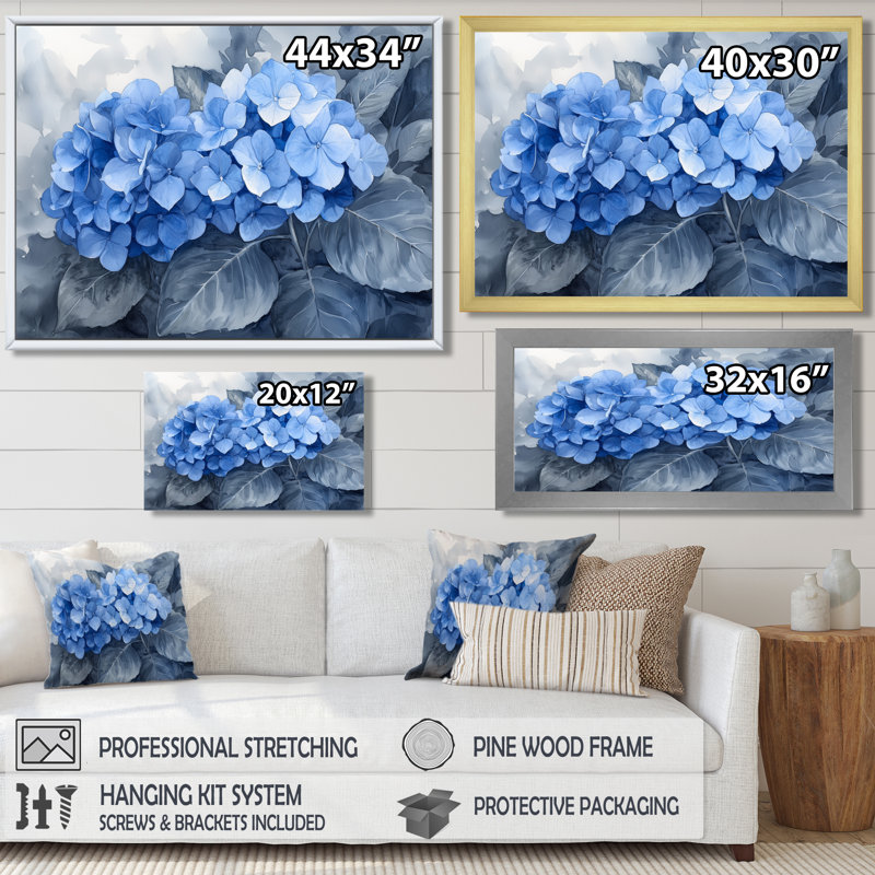 Ilkinas - Floral Wall Art, Single Picture Framed Print, Silver, 12" H x 20" W