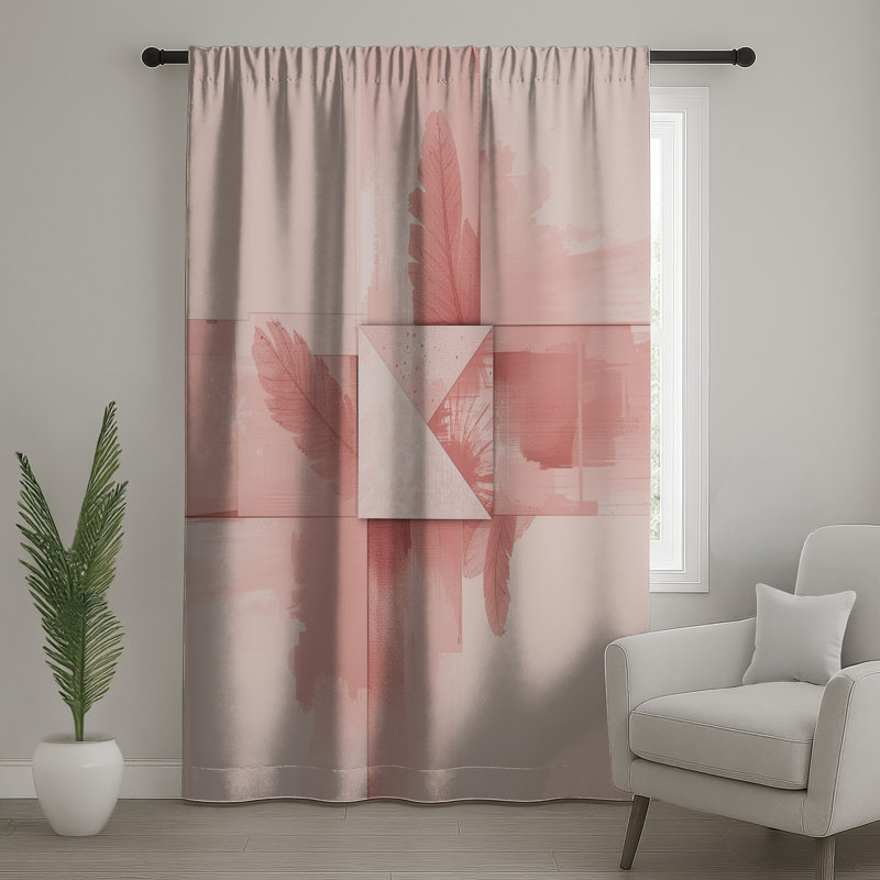 Rideaux de fenêtre en plumes roses, 50 po x 92 po - 1 panneau, Transparent