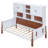 Twin Size Platform Bed With Multiple Storage, White+Walnut