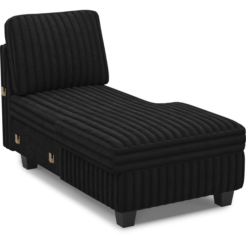 Module de canapé modulaire en velours côtelé Korian, Orienté à droite, Noir