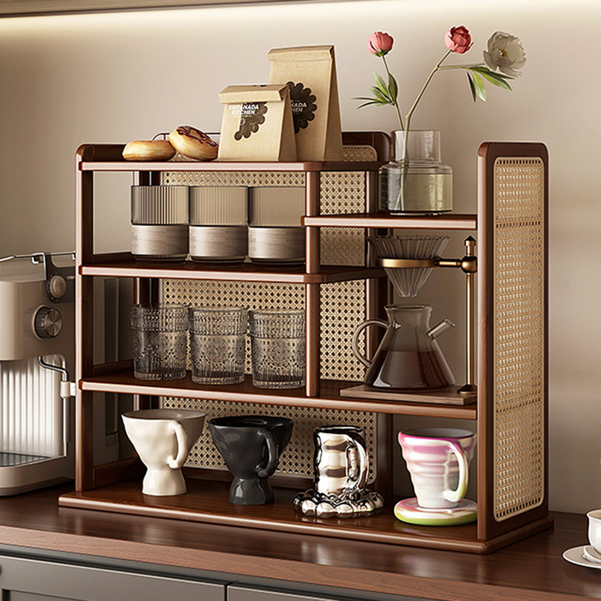 Oneida Cup Rack Stackable Bayou Breeze Desktop Multi-layer Cup Rack, Tea Cup Cabinet, Coffee Cup ...
