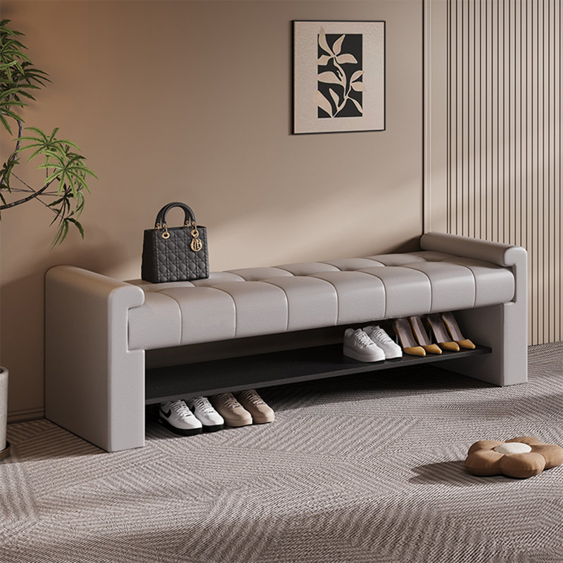 Banc rembourré, Gris, H 18,90 po x l 55,12 po x P 15,75 po