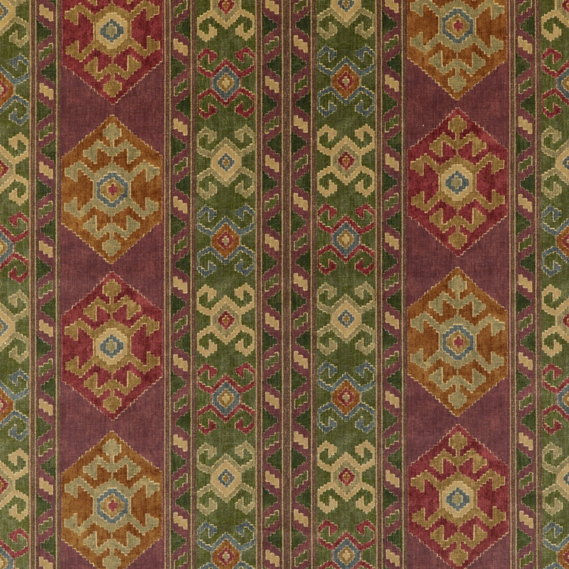Long Weekend Nomad Cotton Blend Fabric, Plum/Green
