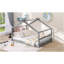 Lit double en bois, gris