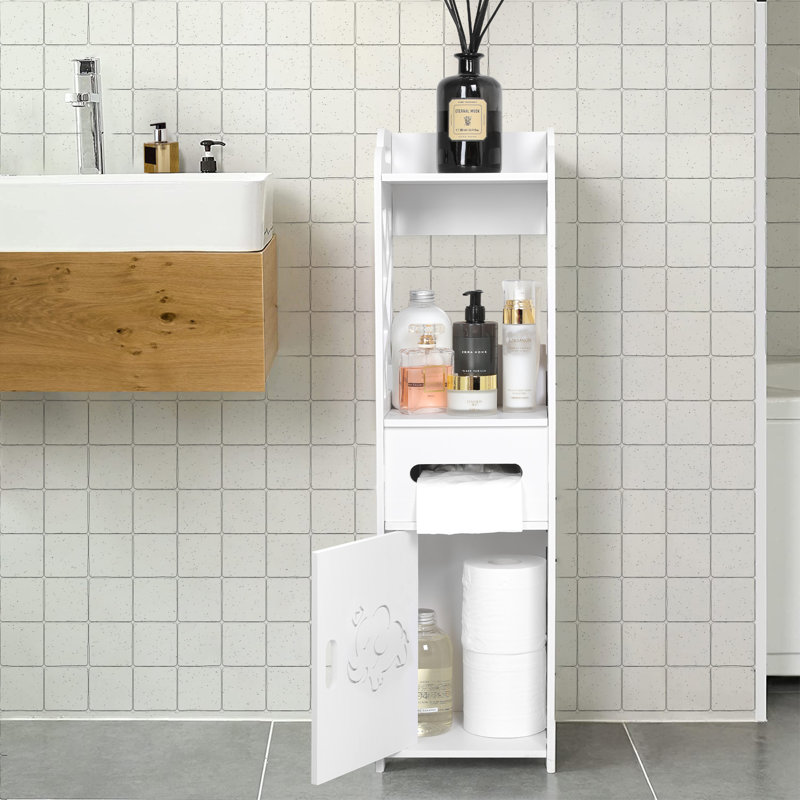 Petite armoire de salle de bain avec casier vertical Blanc