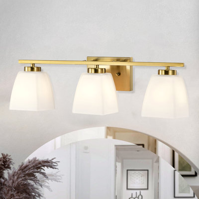 22 In. 3-light Modern Vanity Light With Square Etched White Glass Shades