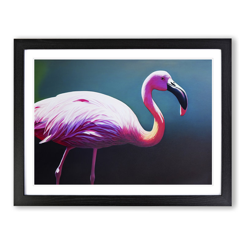 Miraculous Flamingo - Single Picture Frame Print, Black, 46cm H x 64cm W x 2cm D