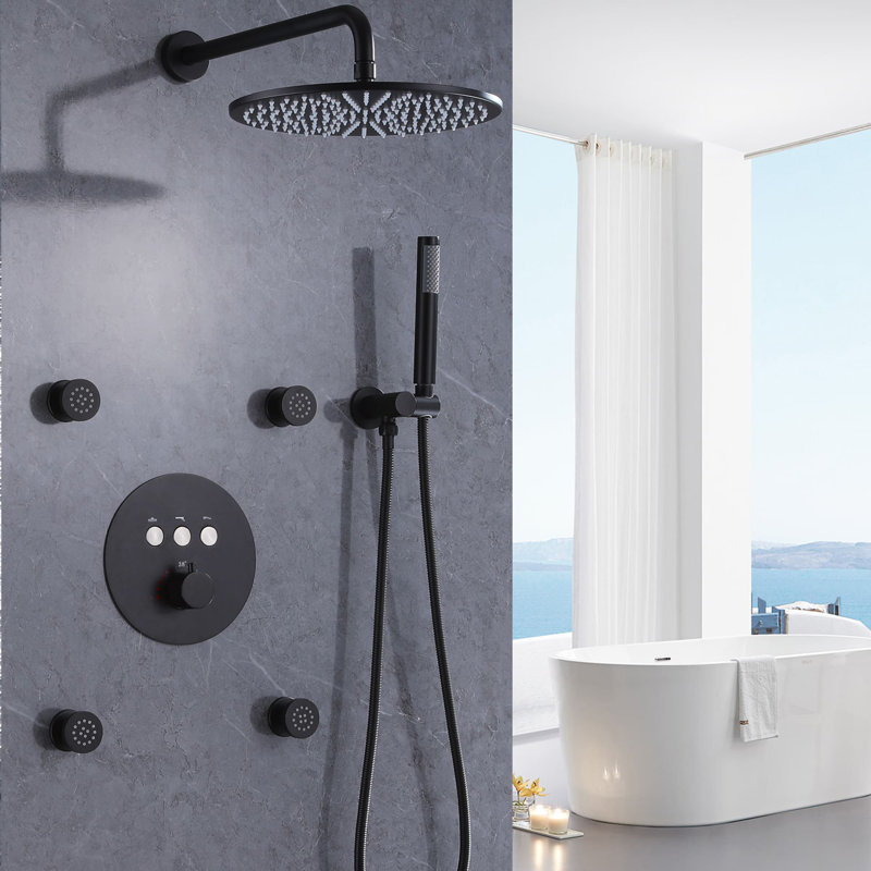 Système de robinet de douche, Noir mat