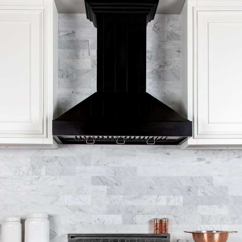 30" 400 CFM Ducted Wall Mount Range Hood, Black, 36"