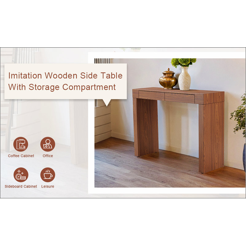Elegant Natural Wood Grain Bar Table-50 Inches Long, a Practical Choice for Modern Homes.Wood Grain Texture Sticker,Equipped With Two Drawers.Serving As A Bar Table Or A Desk.