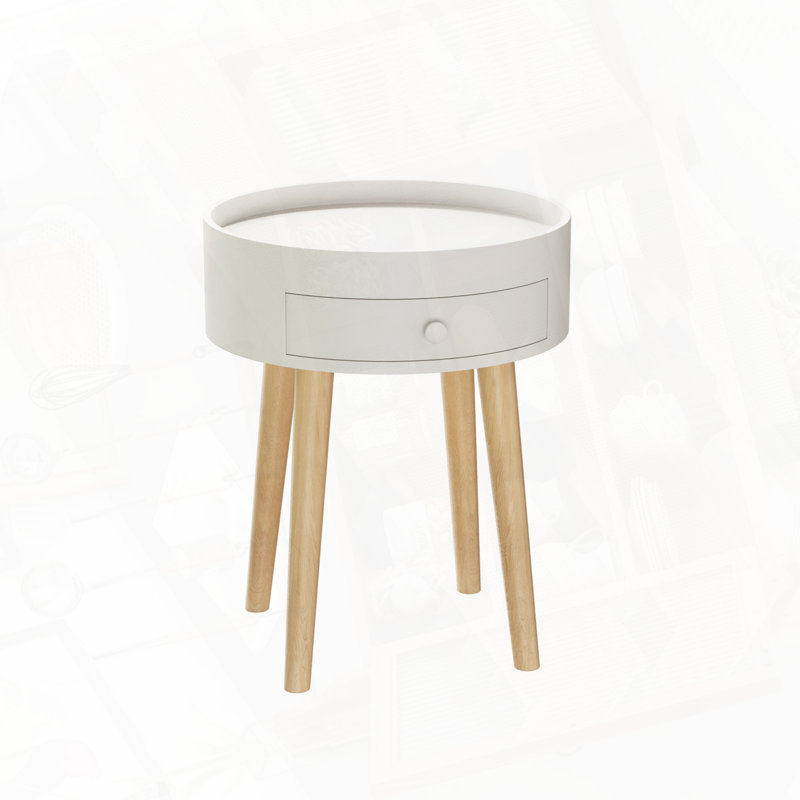 Table de chevet avec tiroir de rangement et pieds en chêne pour un usage domestique