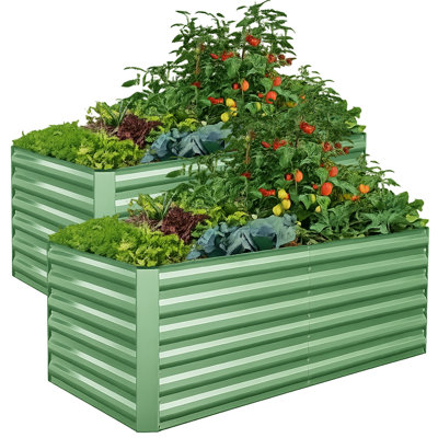 Ensemble de lit de jardin surélevé galvanisé 2Pack Denishia