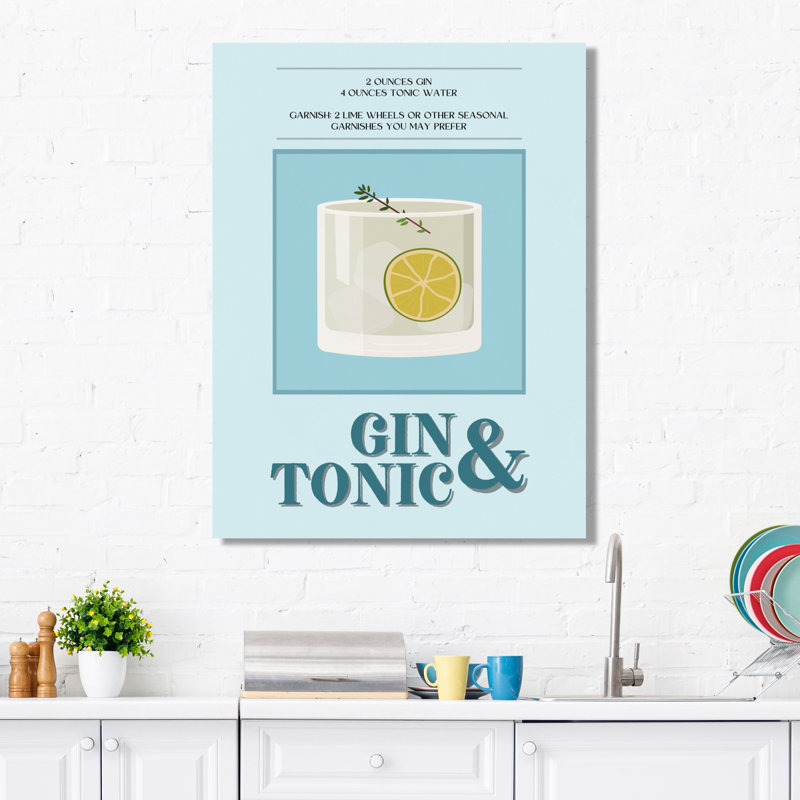 «Gin & Tonic On The Rocks Highball Cocktail II», art mural cocktails, Toile tendue, H 40 po x l 30 po x P 1,5 po