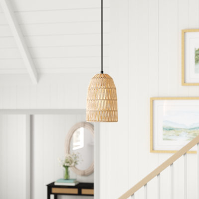 Luminaire suspendu en forme de dôme simple en acier à 1 lumière avec accents de corde Cowrie