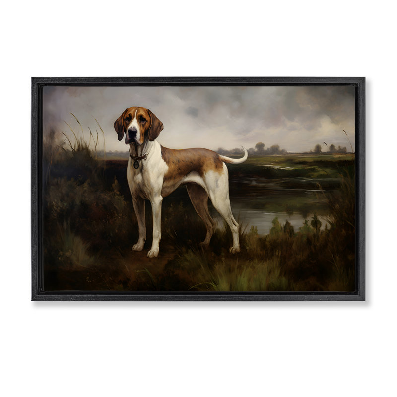 «On The Hunt Landscape», toile encadrée brune par Petal Prints Design, Cadre flottant noir de jais, H 17 po x l 25 po