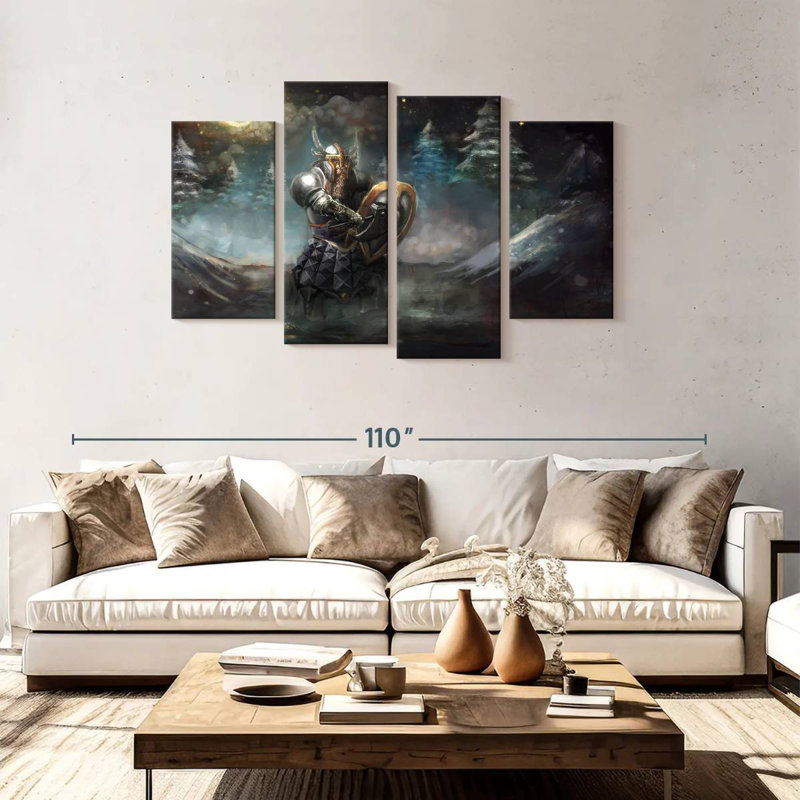 Kelan Fantasy Dwarf Knight, 48" H x 75" W