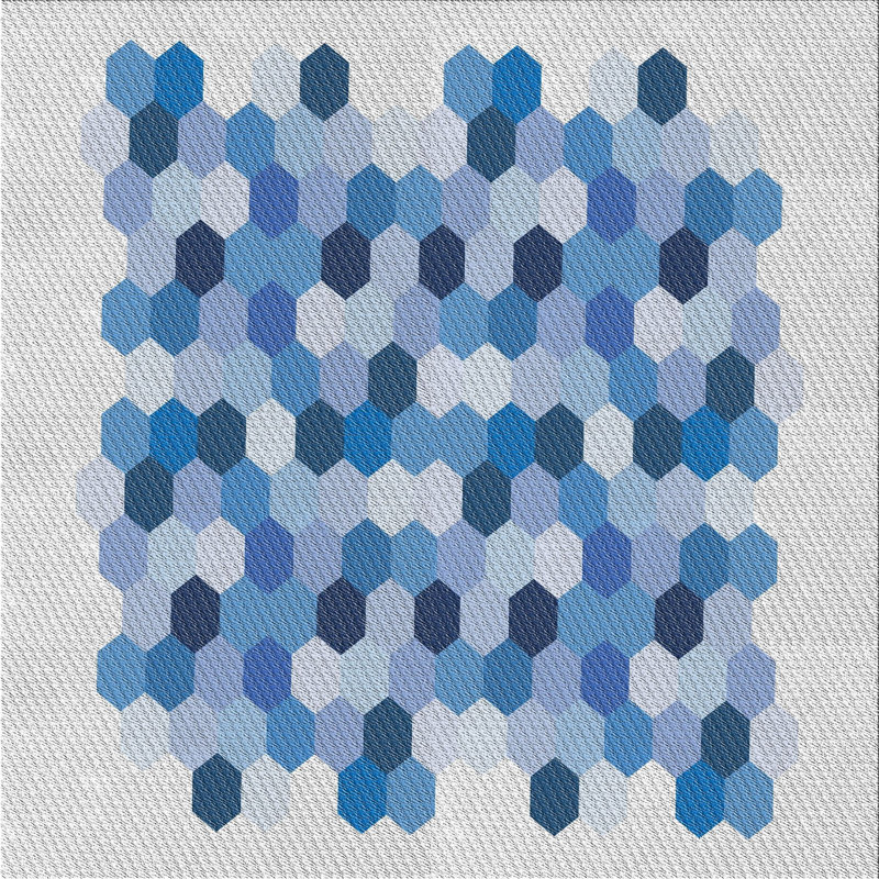 Tapis bleu à motif géométrique Kingstowne, Carré 7 pi
