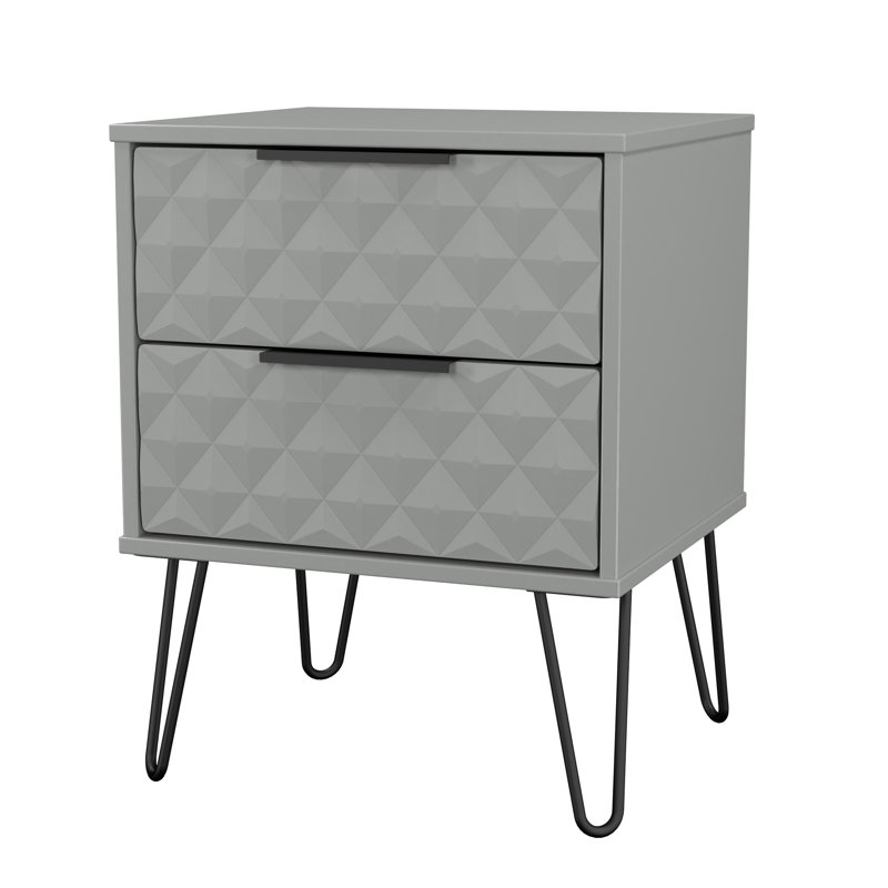 Harlequin 45cm W Manufactured Wood Bedside Table, Grey