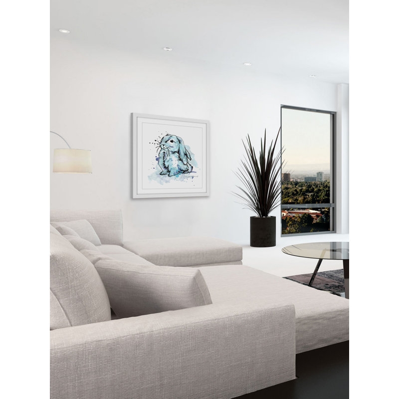 «Lapin Bleu», reproduction encadrée, H 32 po x l 32 po x P 1,5 po