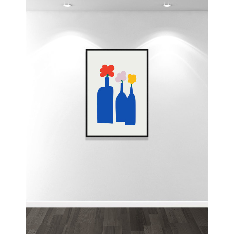 «Bold Blooms Trio Print» par Dean, L 29,5 po x H 41,5 po, Impression encadrée, Grain de bois noir
