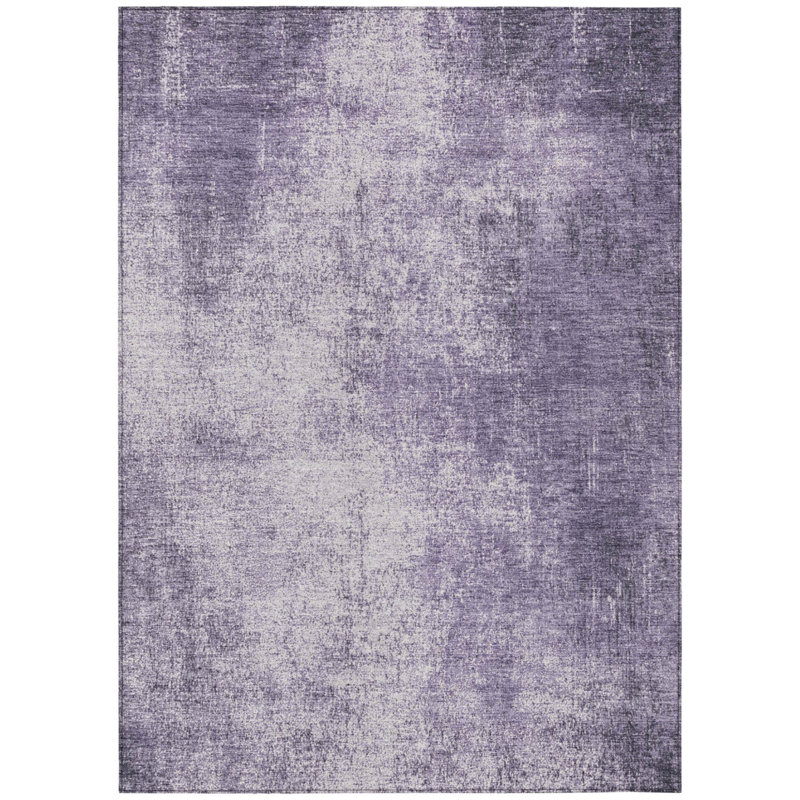 Tapis intérieur/extérieur lavable, motif lavande et lilas abstrait, 90 x 150 cm
