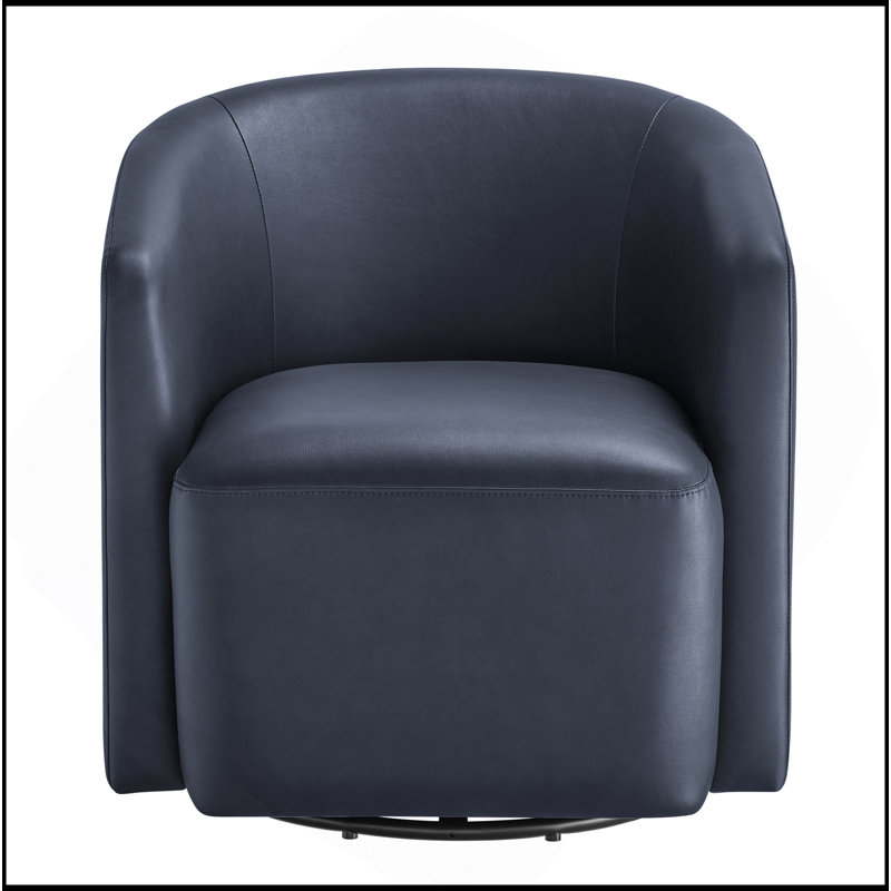 Fauteuil demi-tonneau pivotant en similicuir, Bleu