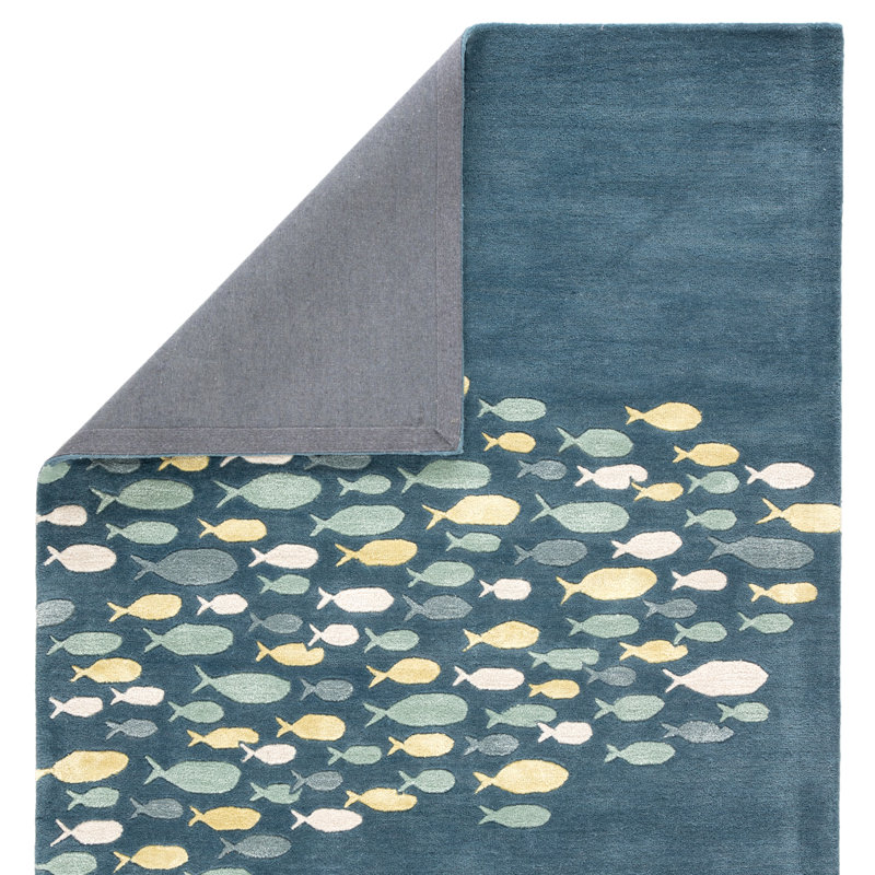 Handmade Blue Tufted Wool and Silk Rug 2' x 3'
