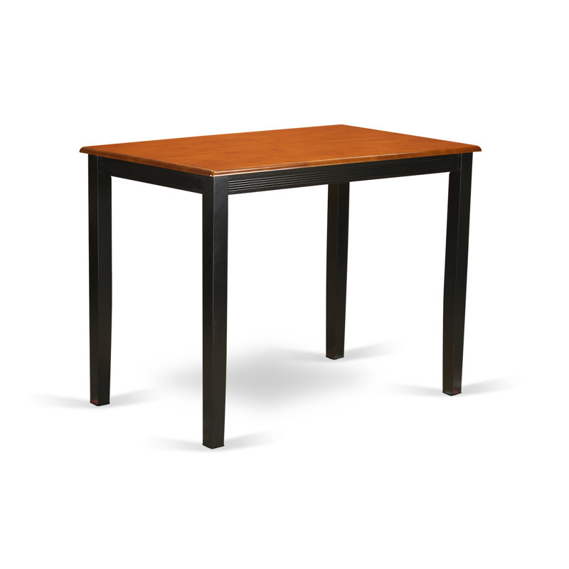 5 Piece Kitchen Counter Height Dining Table Set Includes a Rectangle Dining Room Table and 4 Linen Fabric Chairs, Black & Cherry
