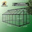 Serre de jardin en aluminium noir avec panneaux en polycarbonate et évent de toit de l 8 pi x P 16 pi-132953759