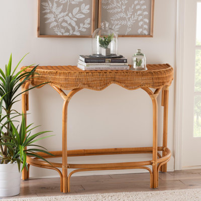 Baudel 41.2" Rattan Solid Wood Console Table