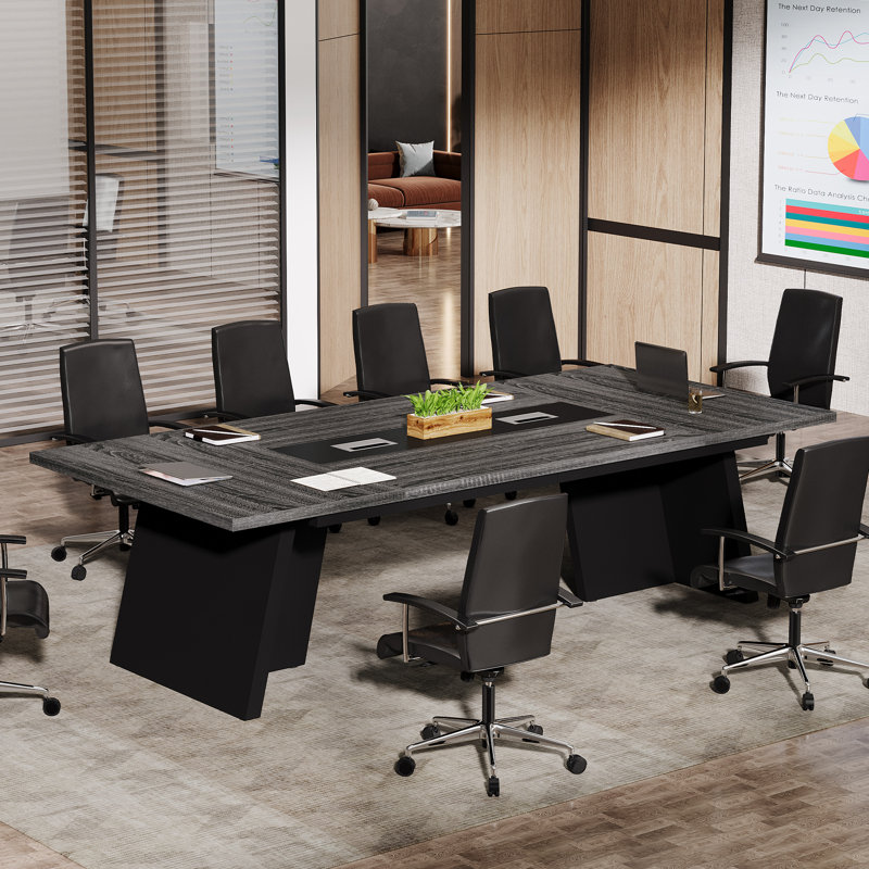Table de réunion de 8 pi pour 8 à 10 personnes, table de réunion, Gris