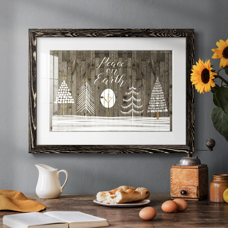 " Wooded White Christmas Collection A ", Black, 14" H x 20" W