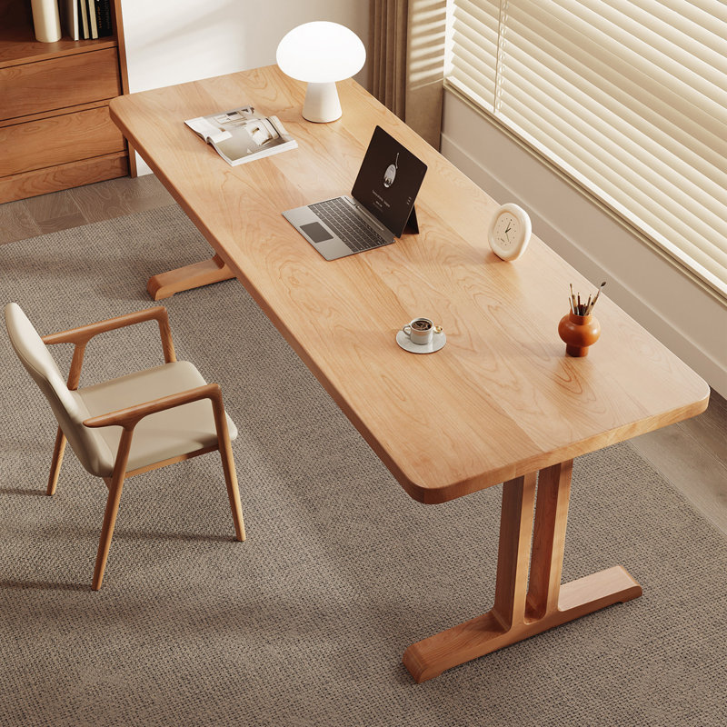 Bureau rectangulaire en bois massif Burlywood, 29.53"H×86.61"L×35.43"W
