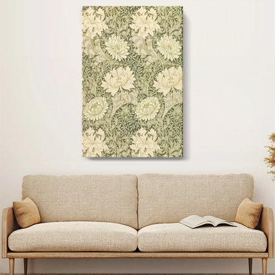 Vintage Botanical 'White Flowers on Dark Background' Wrapped Canvas Print