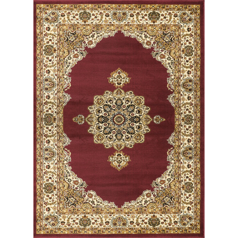 Tapis contemporain d'intérieur, Rouge, Rectangulaire 2 pi x 3 pi