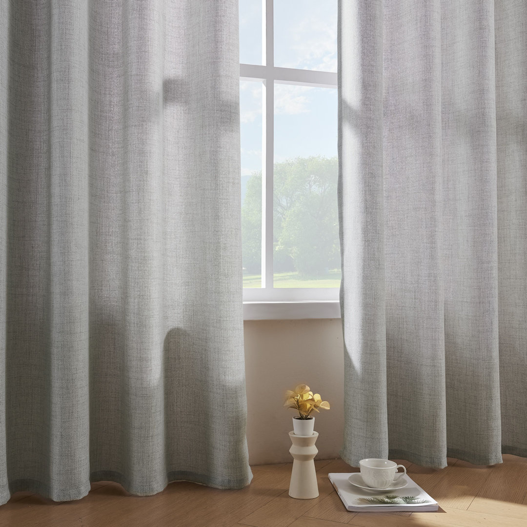 Draycott Light Filtering Semi-Sheer Faux-Linen Grommet Curtains 2 Panels Set (Set of 2) Latitude Run® Curtain 
