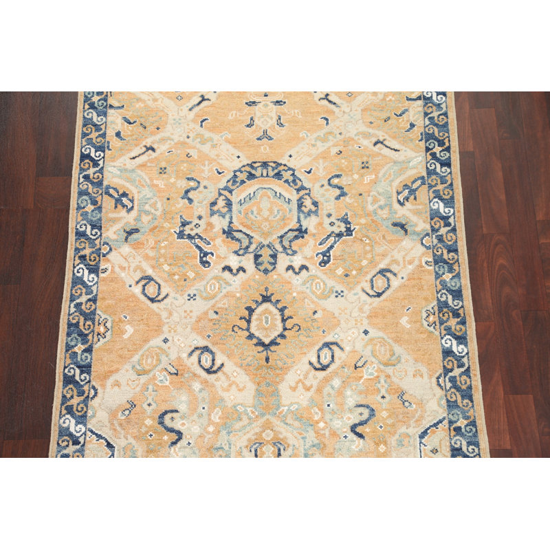 Tapis turc Oushak à motif végétal noué à la main 5 x 6