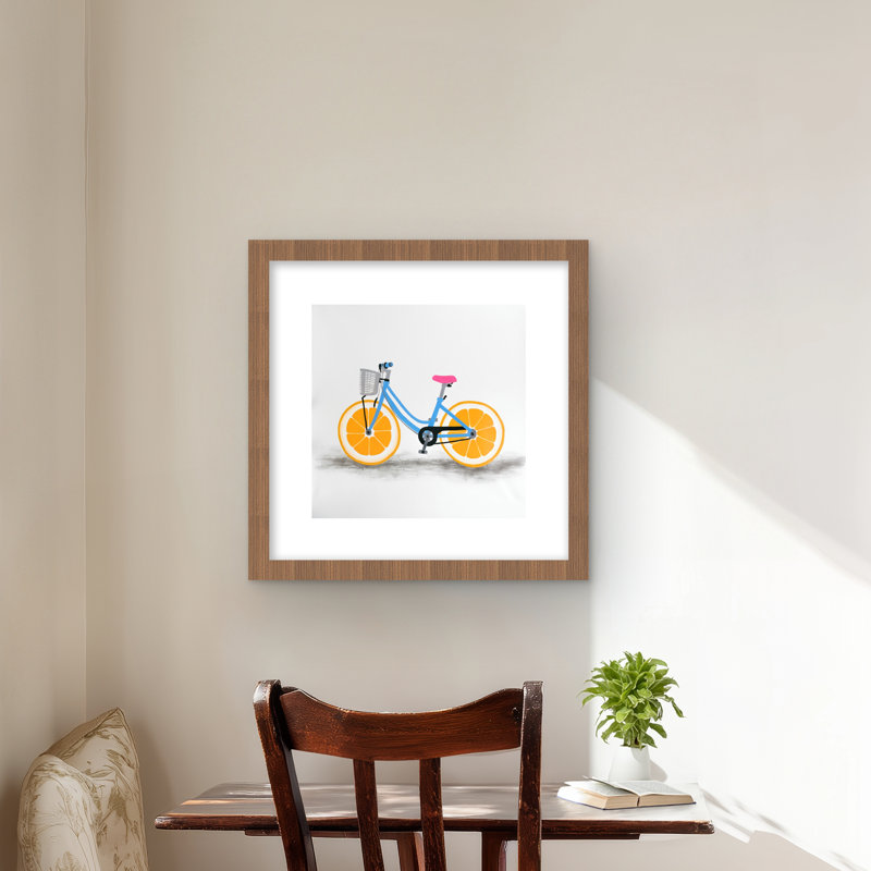 Roue orange - impression encadrée bleue pour enfants